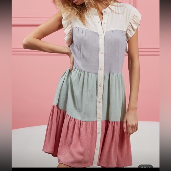 Color Block Tiered Ruffle Dress🌟 - Picture 3 of 8